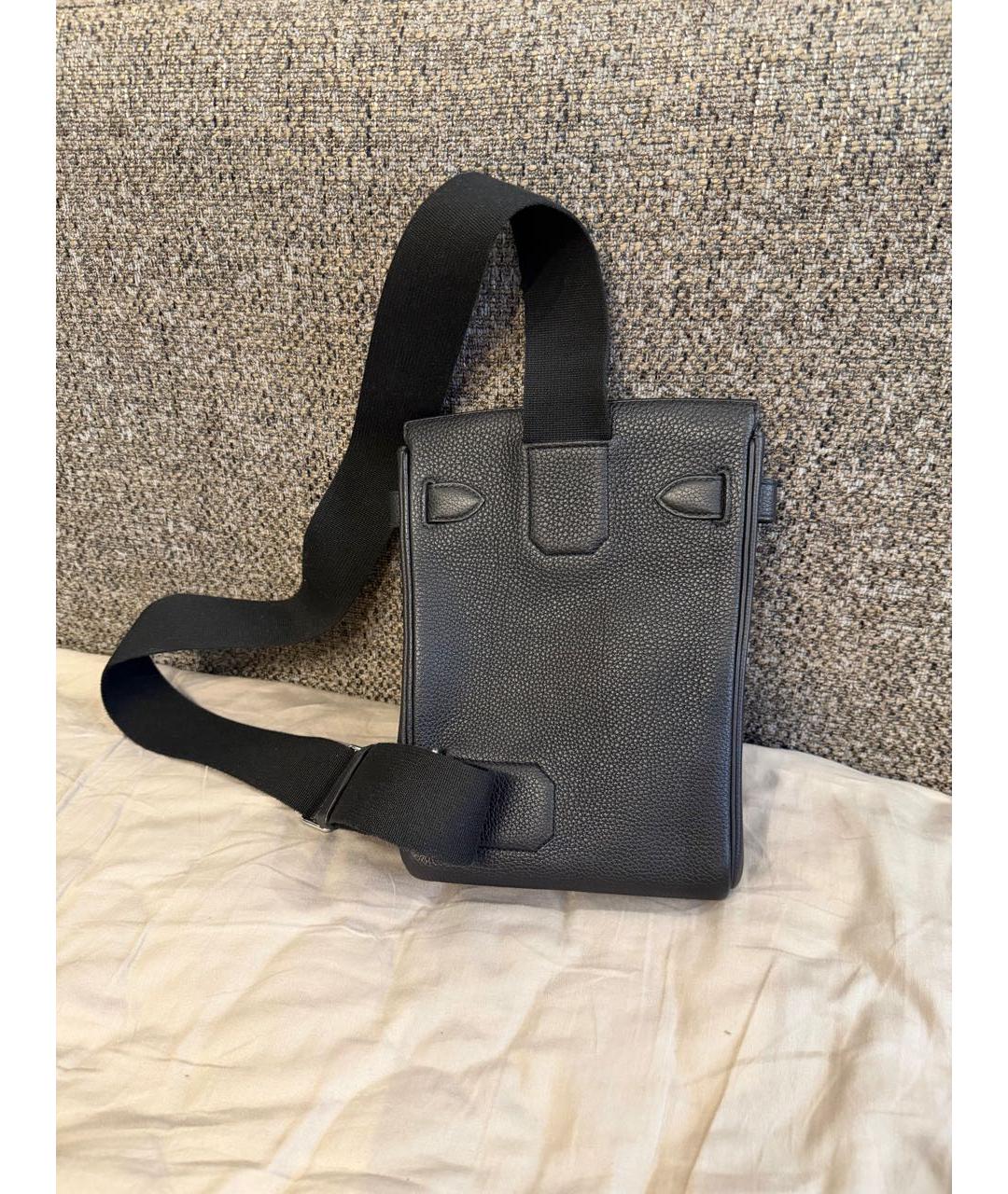 HERMES Черная кожаная сумка на плечо, фото 3