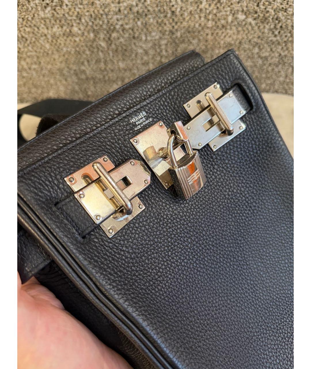 HERMES Черная кожаная сумка на плечо, фото 4