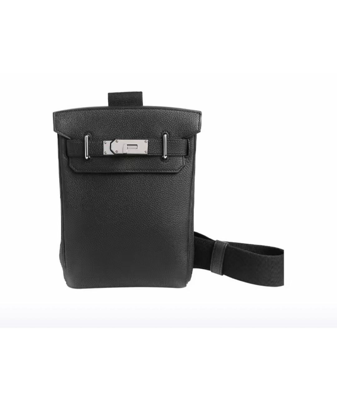 HERMES Черная кожаная сумка на плечо, фото 7