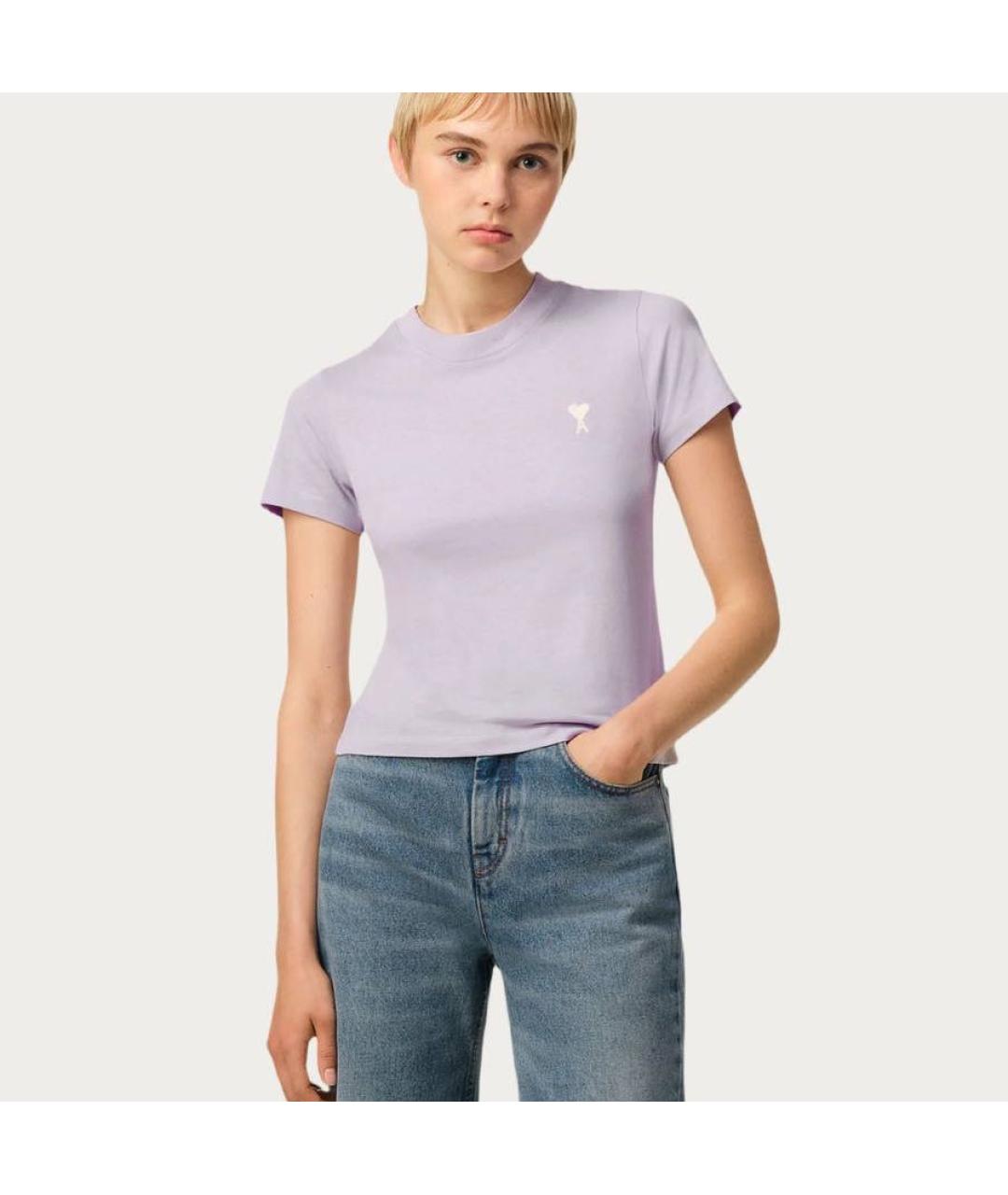 Ami Paris Фиолетовая хлопковая футболка, фото 2