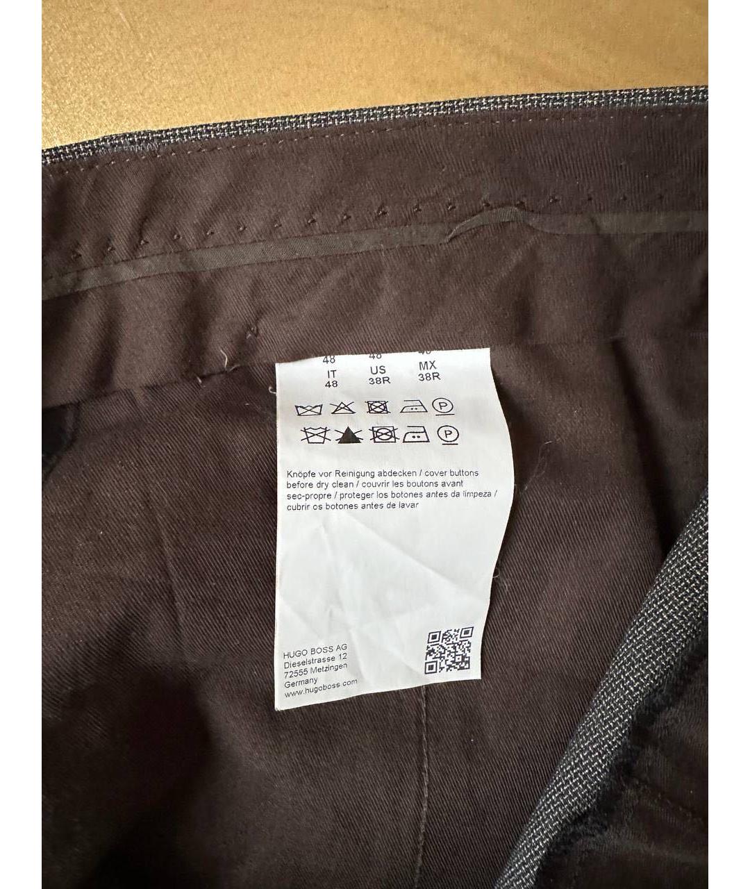 HUGO BOSS Серые шерстяные классические брюки, фото 4