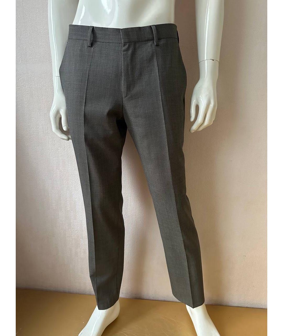 HUGO BOSS Серые шерстяные классические брюки, фото 7