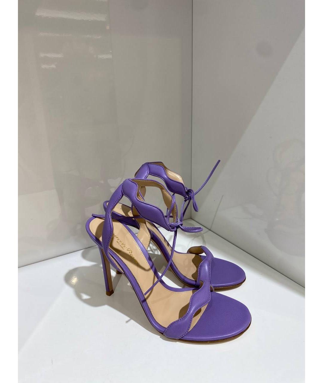 GIANVITO ROSSI Фиолетовые кожаные босоножки, фото 4