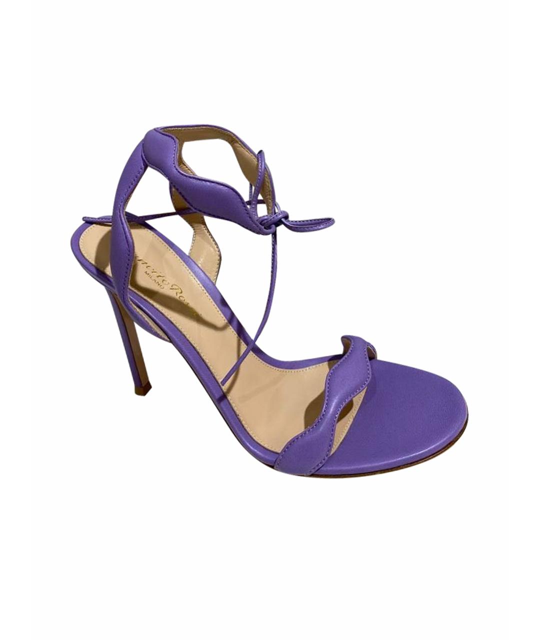 GIANVITO ROSSI Фиолетовые кожаные босоножки, фото 1