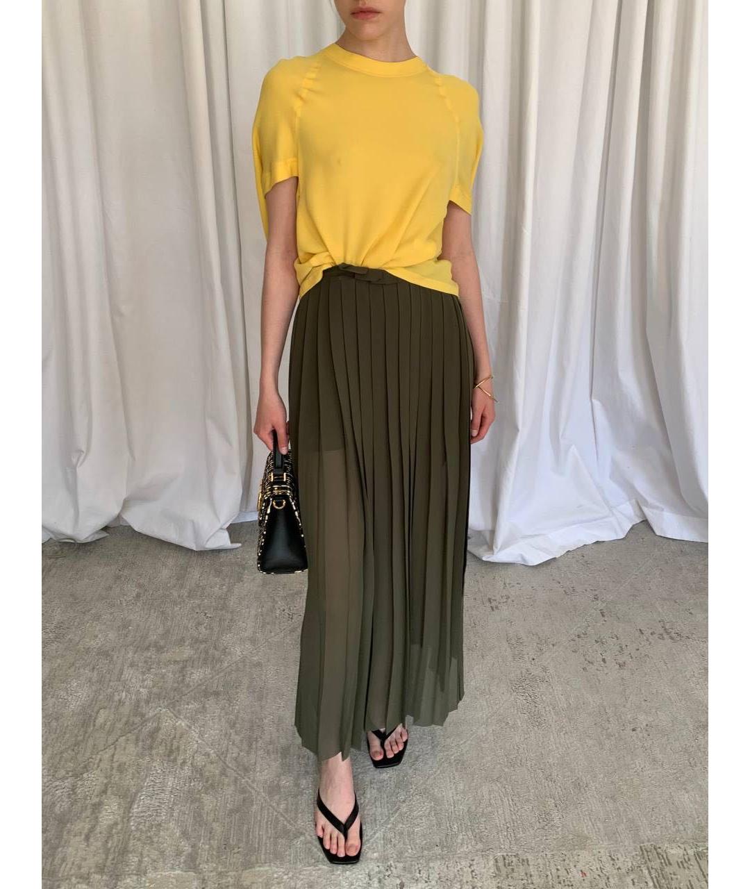 Ami Paris Хаки полиэстеровая юбка макси, фото 3