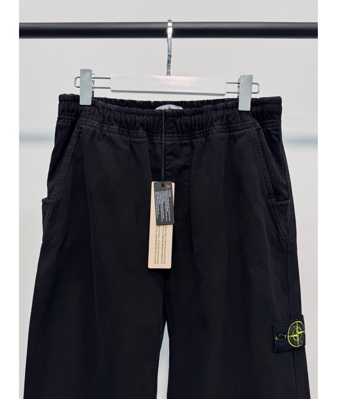 STONE ISLAND Черные хлопковые повседневные брюки, фото 4