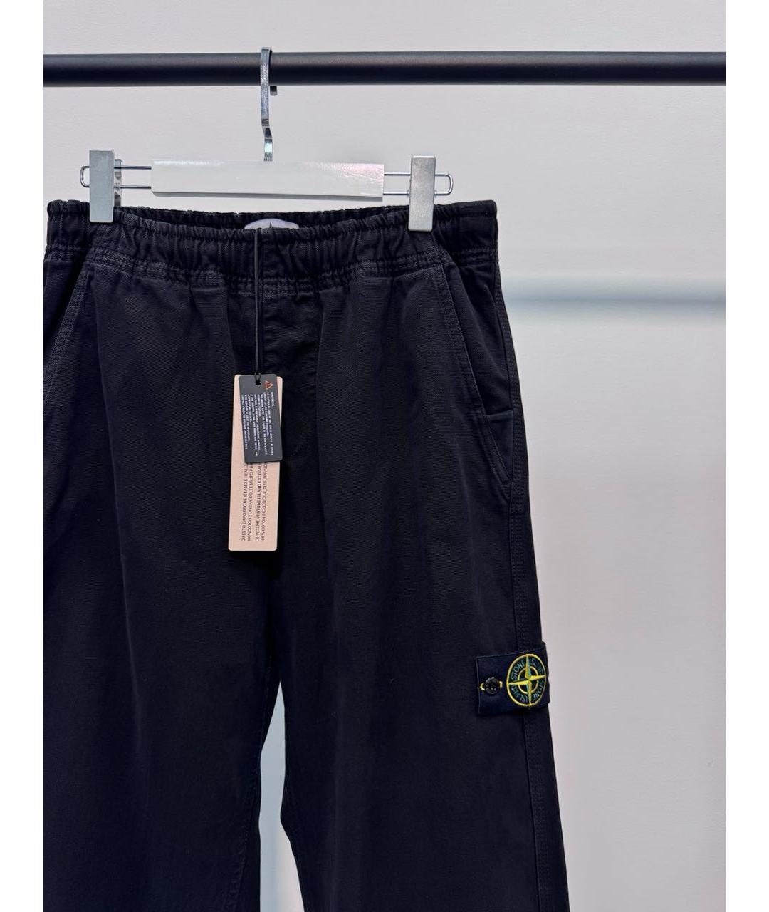 STONE ISLAND Черные хлопковые повседневные брюки, фото 3