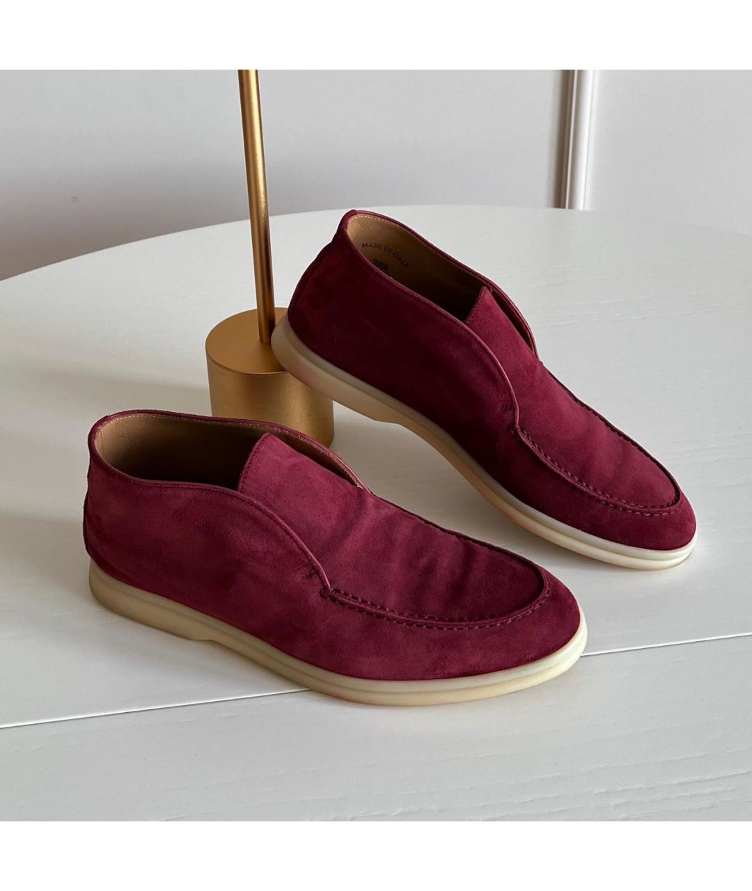 LORO PIANA Бордовые лоферы, фото 4