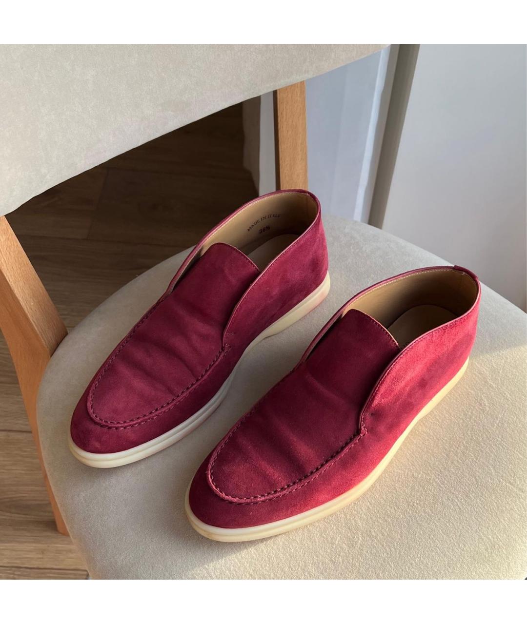 LORO PIANA Бордовые лоферы, фото 3