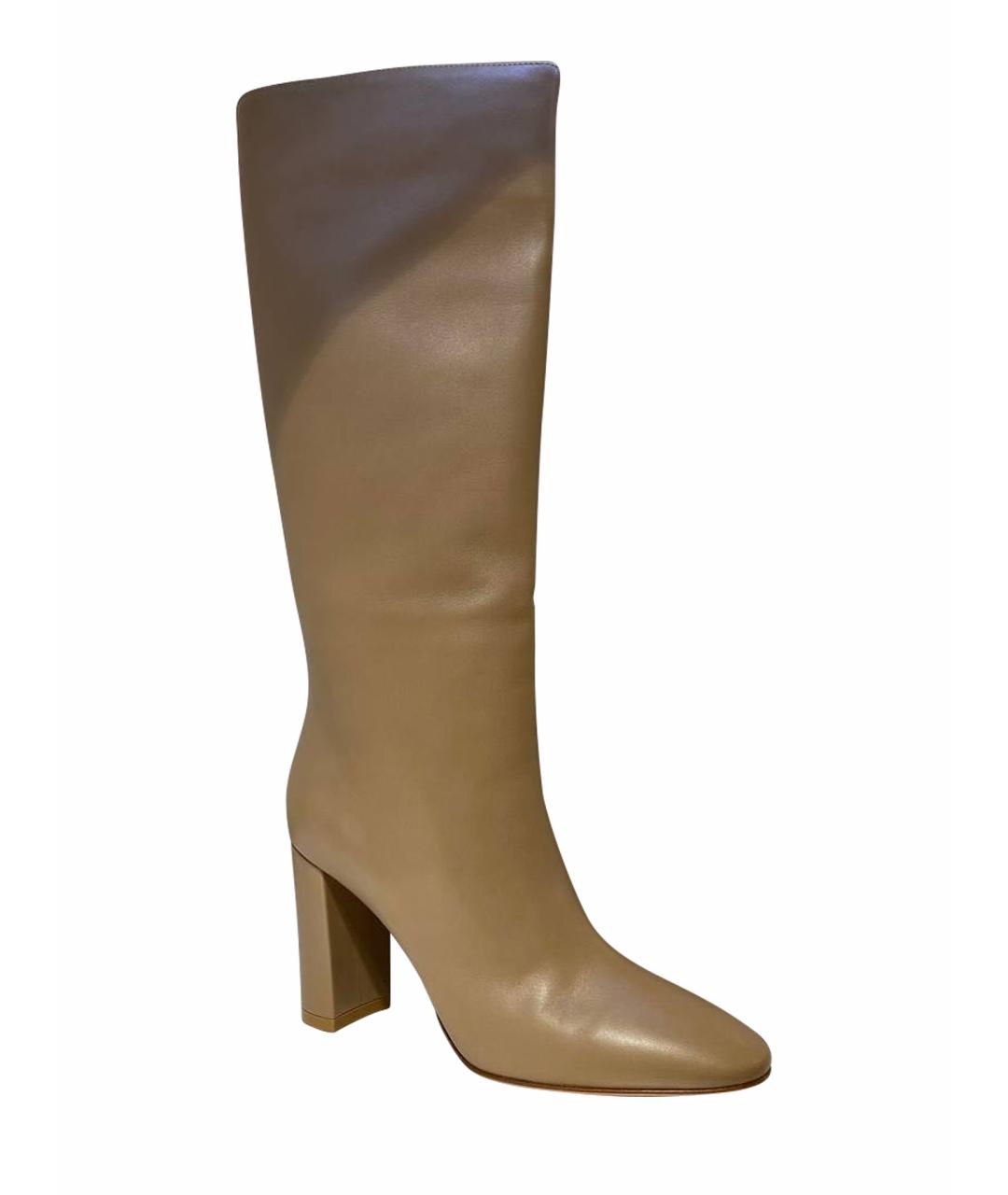 GIANVITO ROSSI Бежевые кожаные сапоги, фото 1