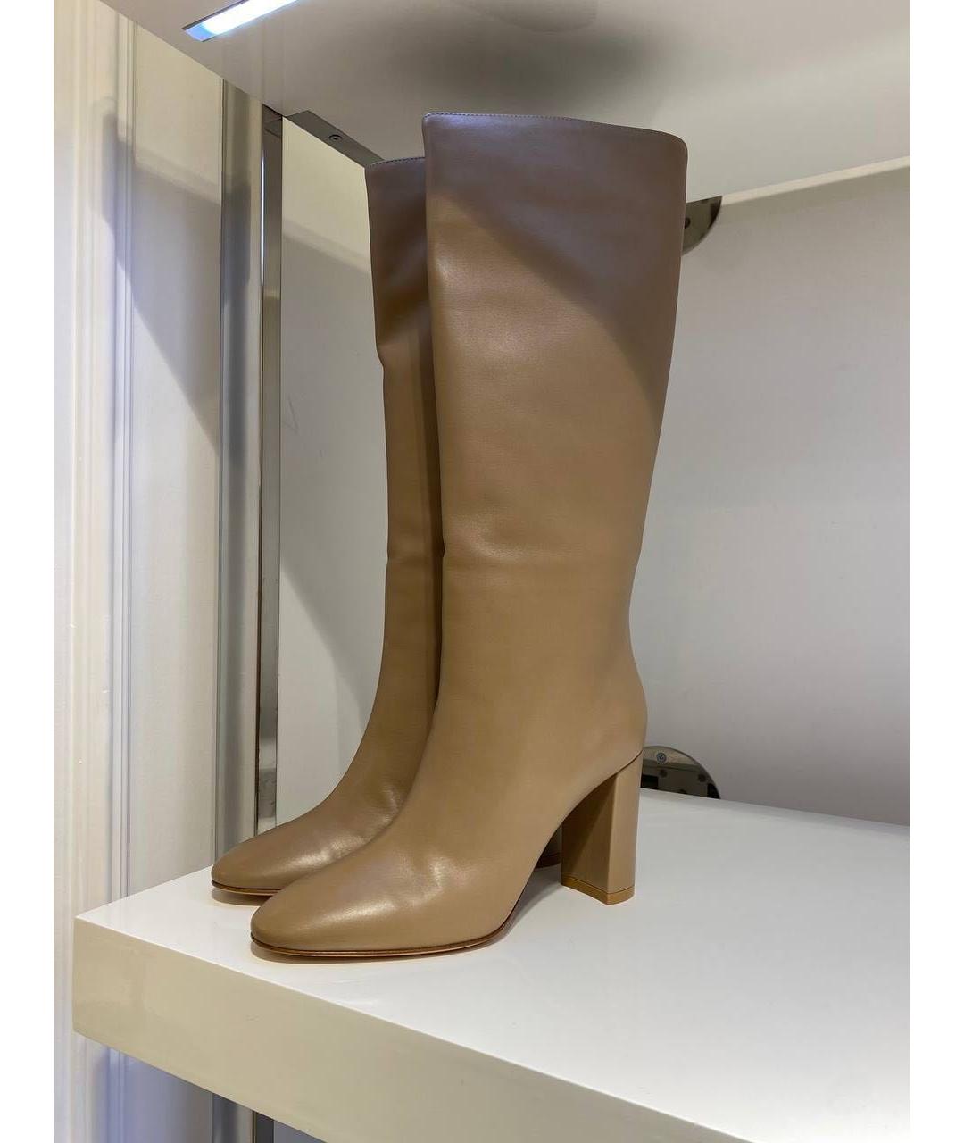 GIANVITO ROSSI Бежевые кожаные сапоги, фото 4