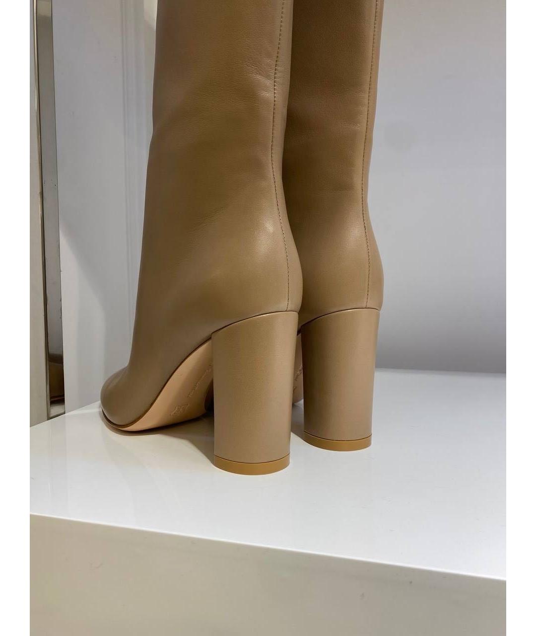 GIANVITO ROSSI Бежевые кожаные сапоги, фото 3