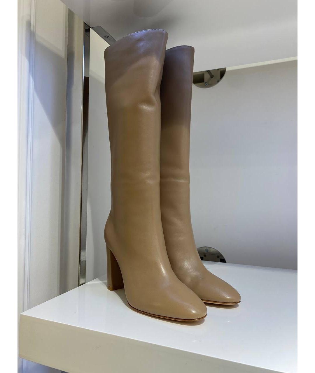 GIANVITO ROSSI Бежевые кожаные сапоги, фото 2