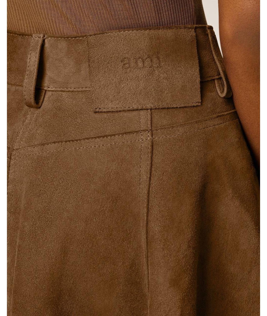 Ami Paris Коричневая замшевая юбка миди, фото 5
