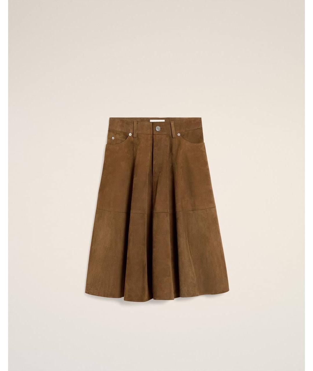 Ami Paris Коричневая замшевая юбка миди, фото 6