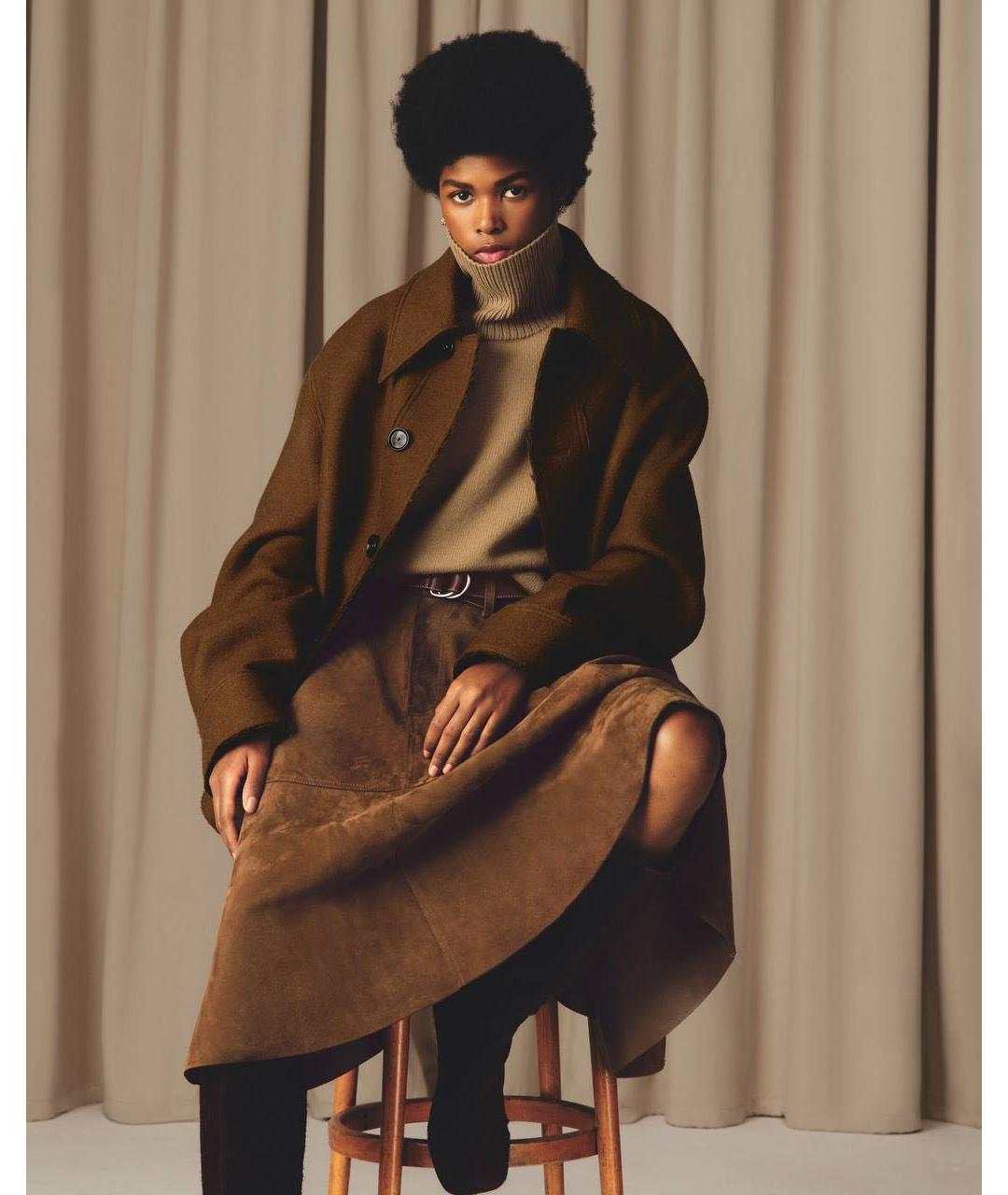 Ami Paris Коричневая замшевая юбка миди, фото 2