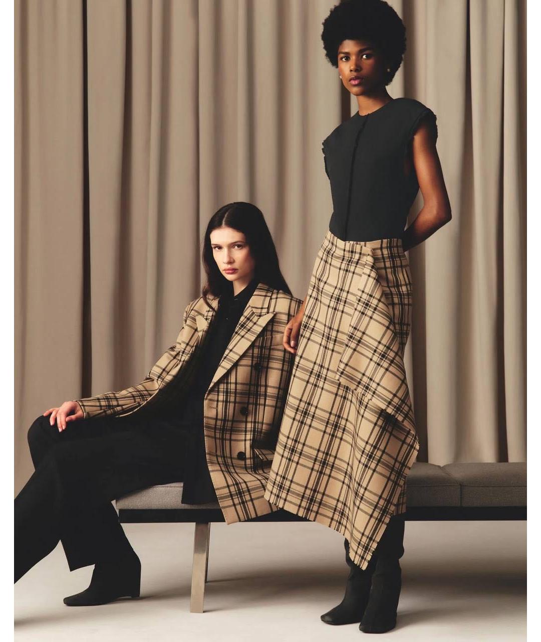 Ami Paris Бежевая шерстяная юбка миди, фото 2