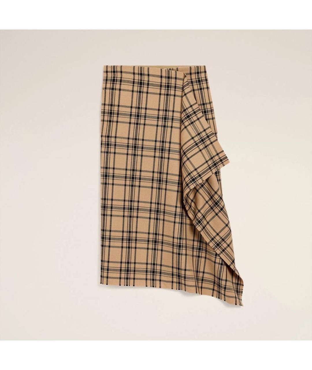 Ami Paris Бежевая шерстяная юбка миди, фото 7