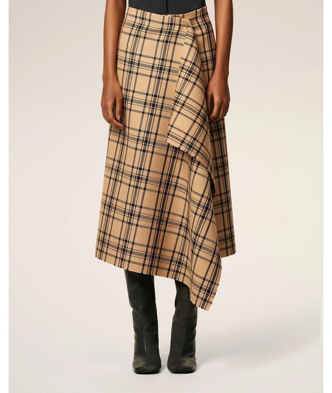 Ami Paris Бежевая шерстяная юбка миди, фото 5