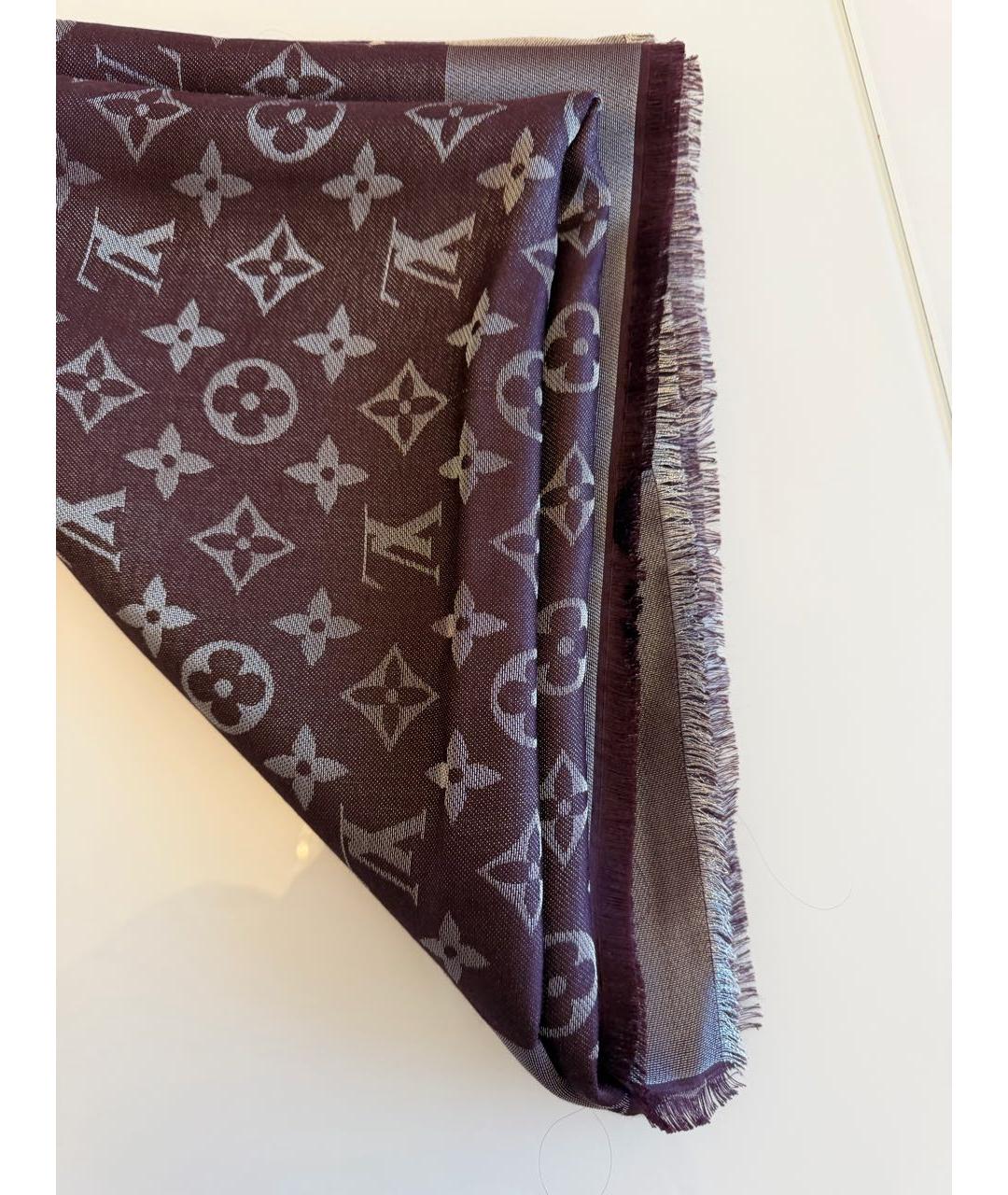 LOUIS VUITTON Фиолетовый шелковый платок, фото 5