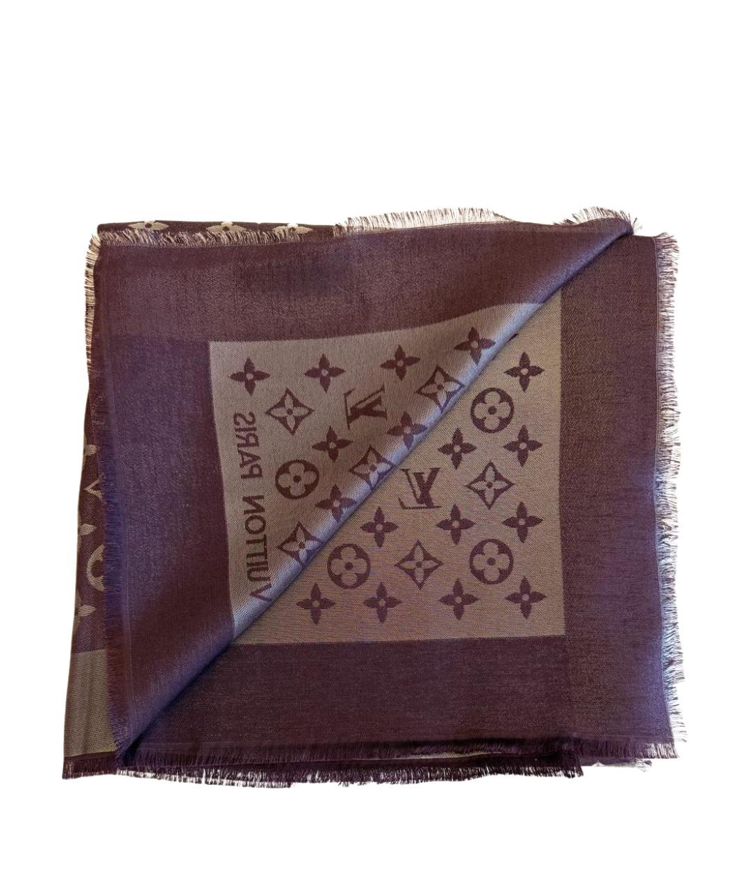 LOUIS VUITTON Фиолетовый шелковый платок, фото 1