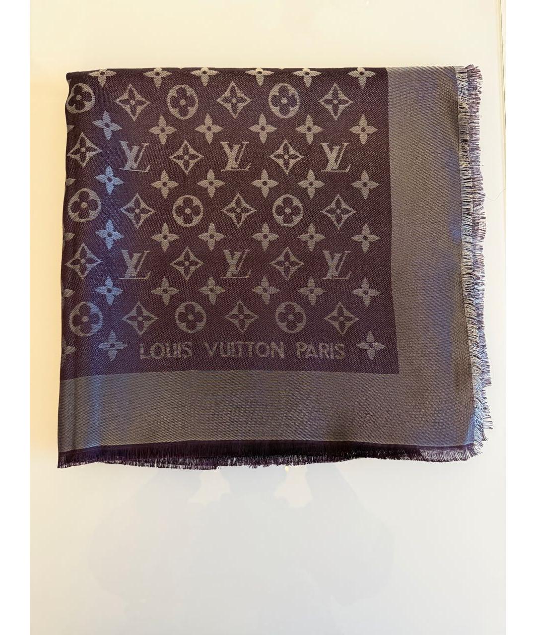 LOUIS VUITTON Фиолетовый шелковый платок, фото 3