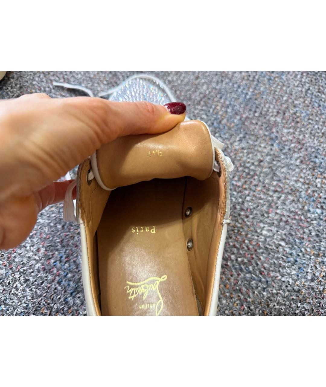 CHRISTIAN LOUBOUTIN Белые кожаные кеды, фото 3