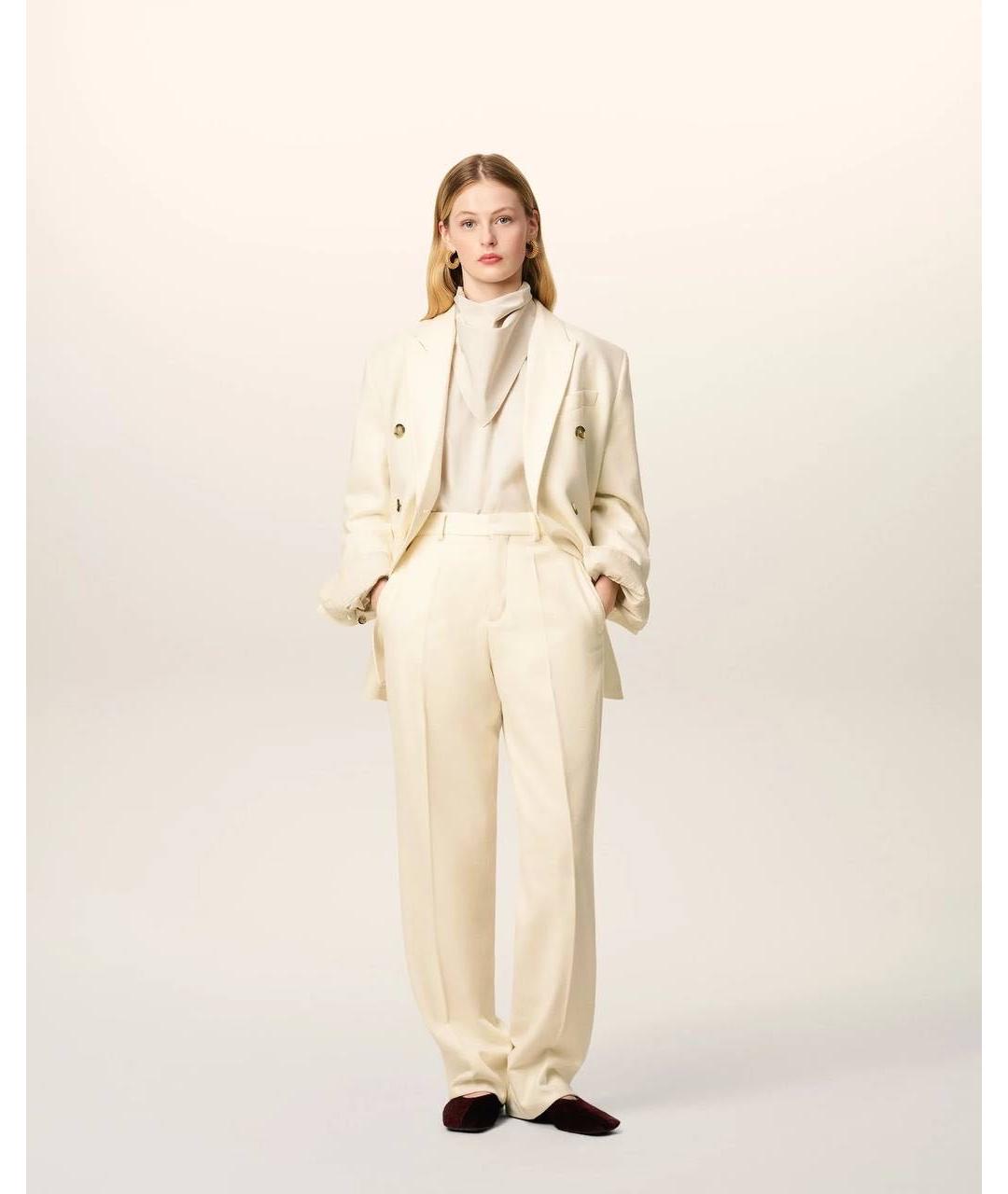 Ami Paris Бежевые шерстяные брюки широкие, фото 2