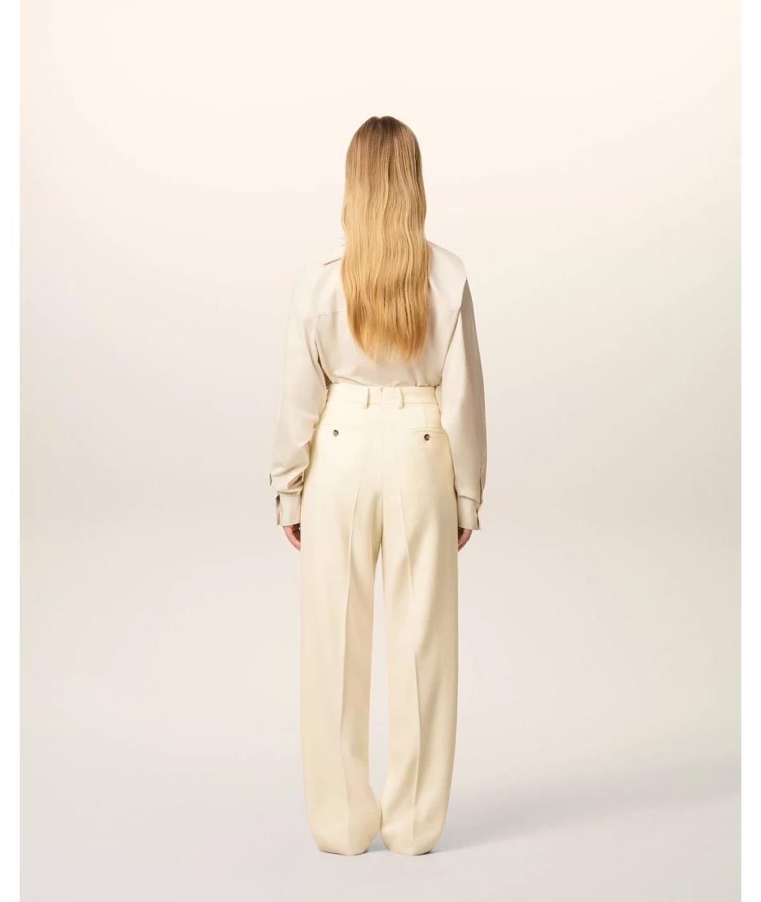 Ami Paris Бежевые шерстяные брюки широкие, фото 4