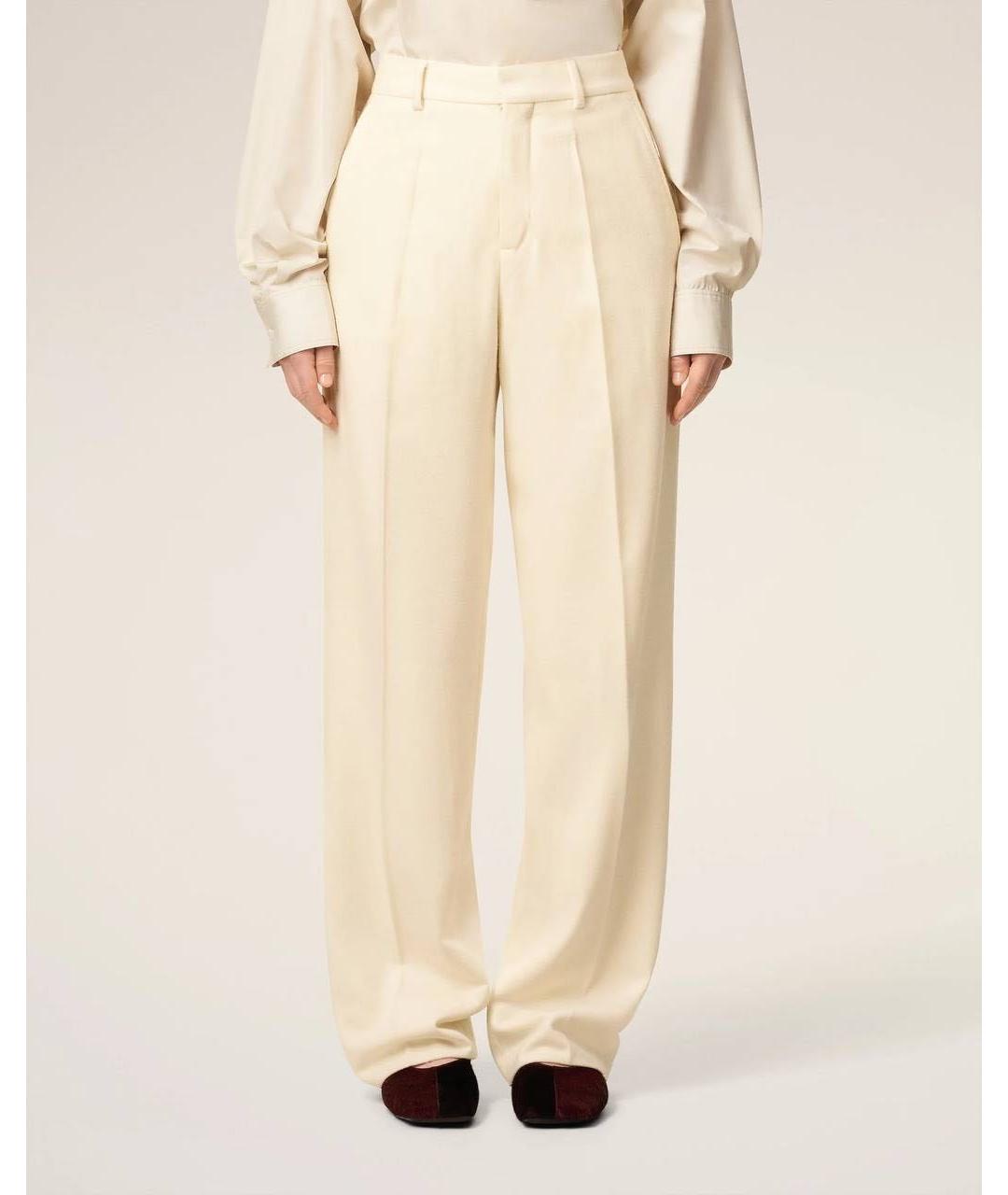 Ami Paris Бежевые шерстяные брюки широкие, фото 3