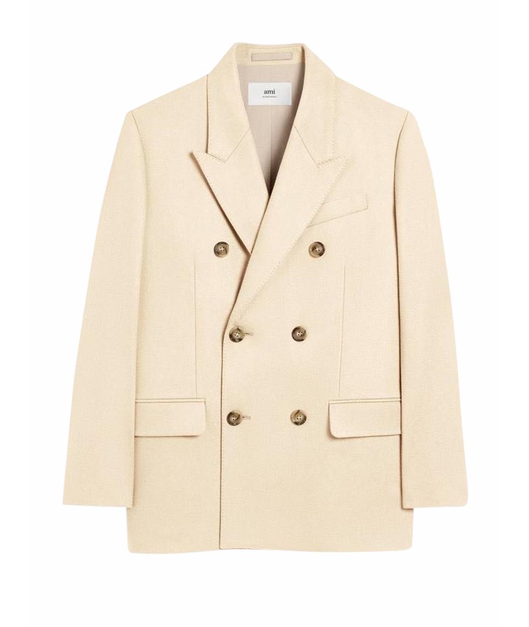 Ami Paris Бежевый шерстяной жакет/пиджак, фото 1
