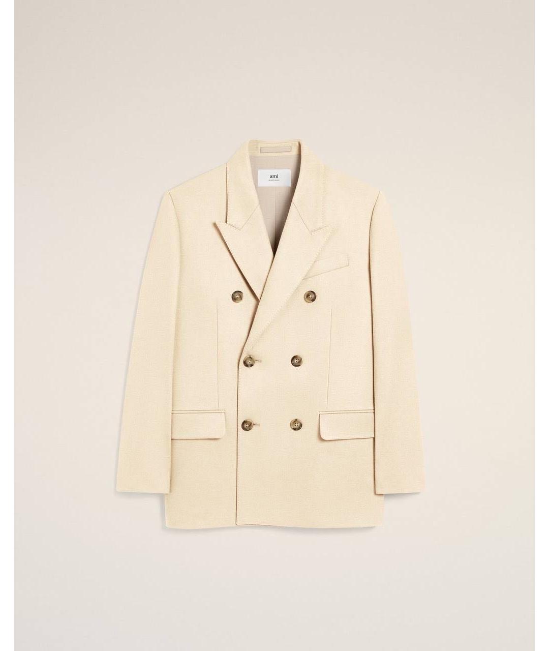 Ami Paris Бежевый шерстяной жакет/пиджак, фото 6