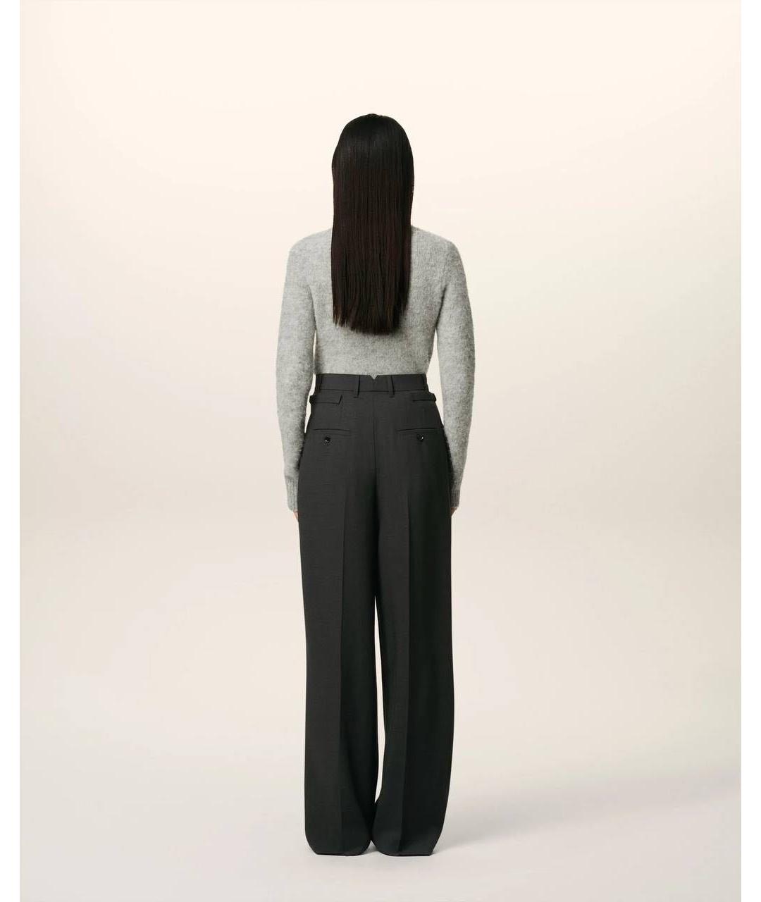 Ami Paris Черные шерстяные брюки широкие, фото 4