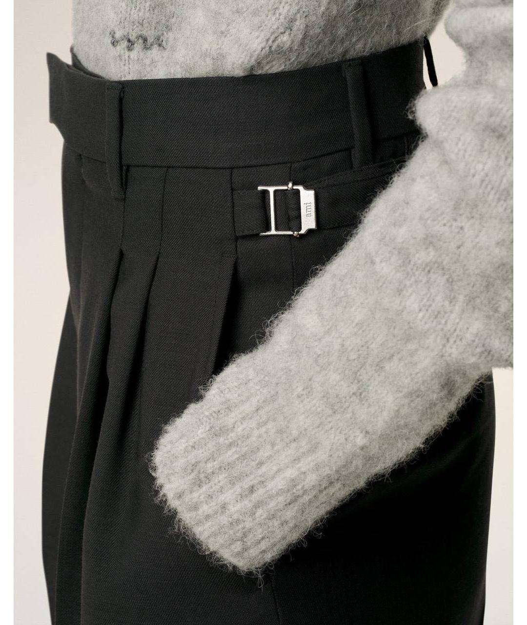 Ami Paris Черные шерстяные брюки широкие, фото 5