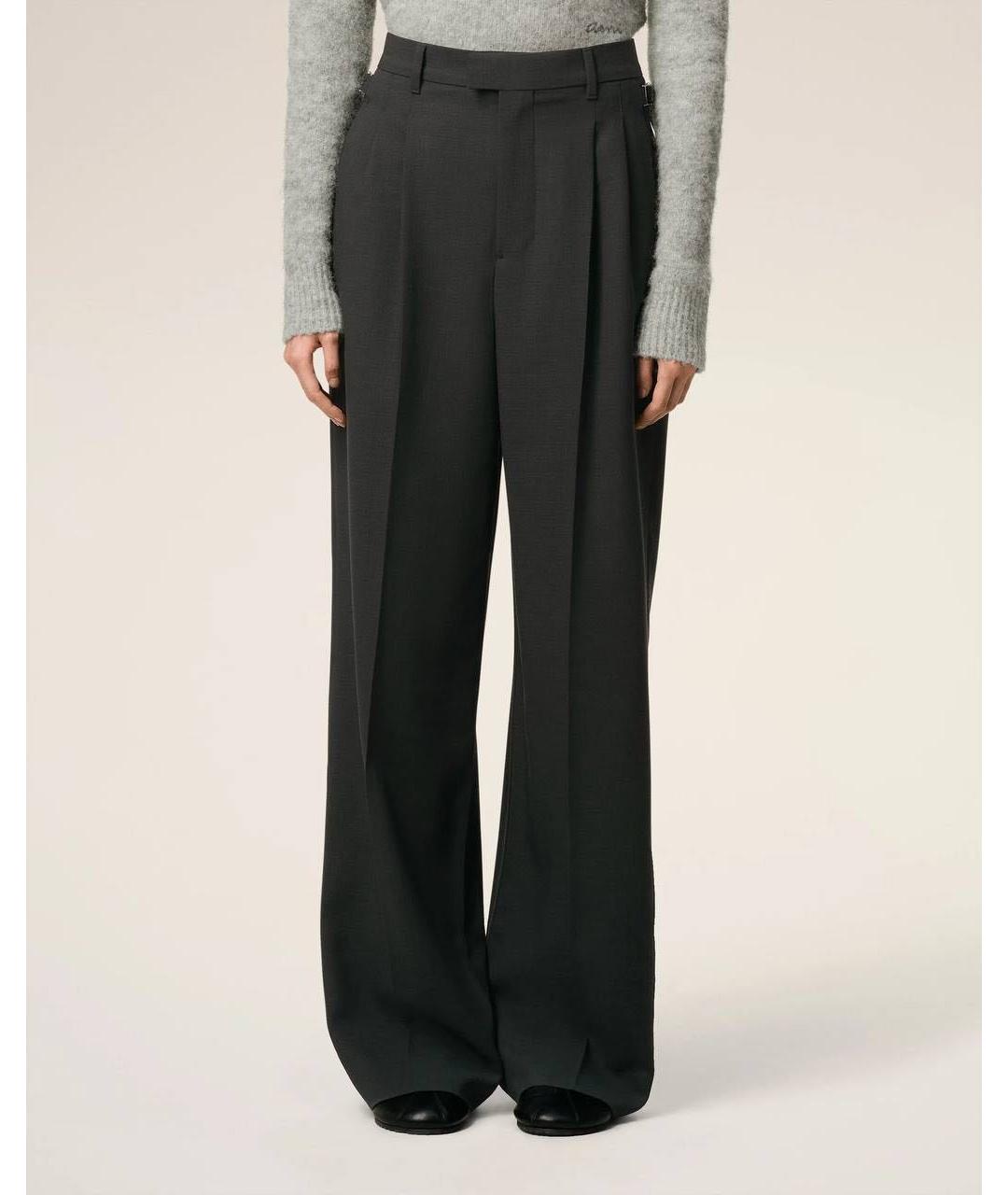 Ami Paris Черные шерстяные брюки широкие, фото 3