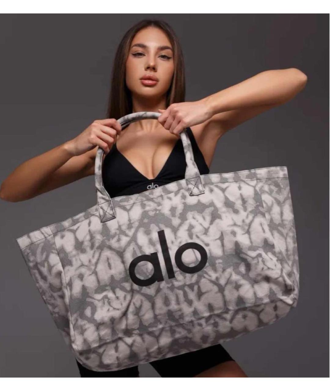 ALO YOGA Серая хлопковая дорожная/спортивная сумка, фото 6