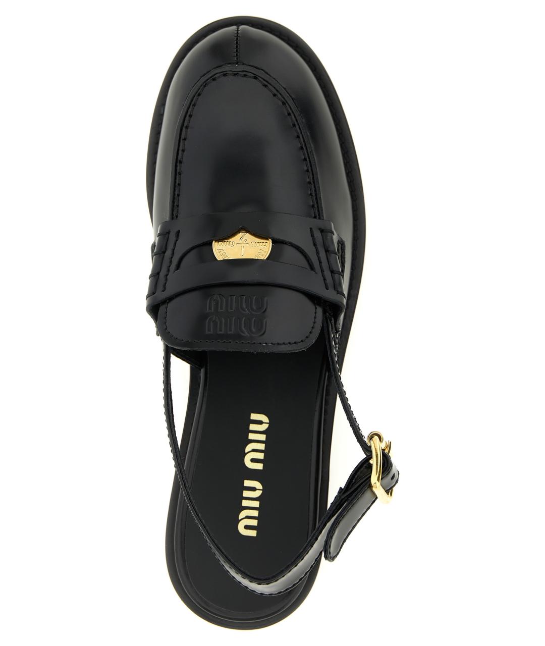 MIU MIU Черные кожаные сабо, фото 4