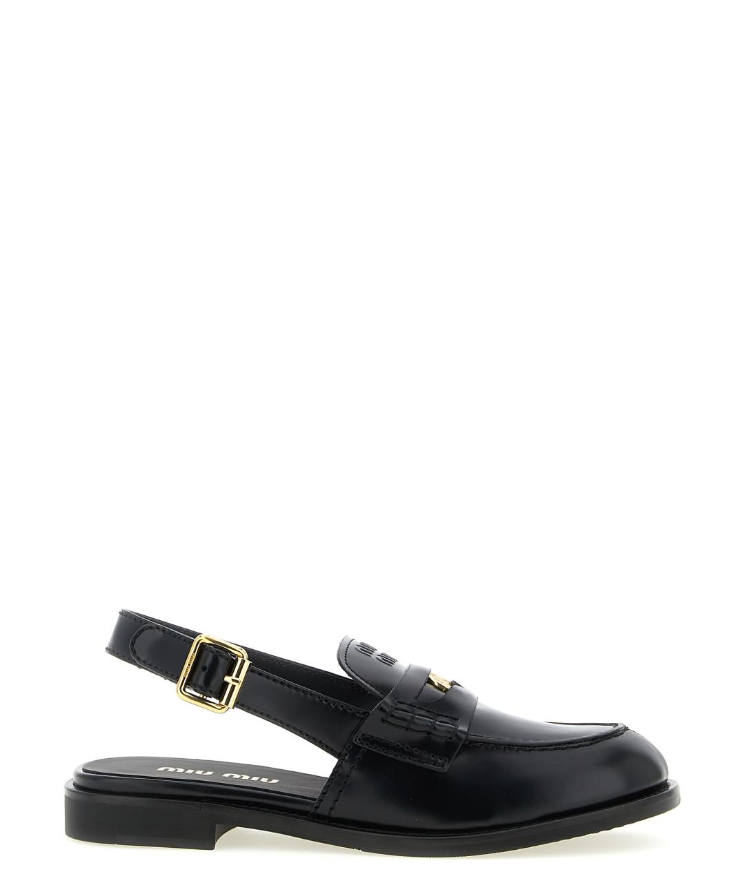 MIU MIU Черные кожаные сабо, фото 1