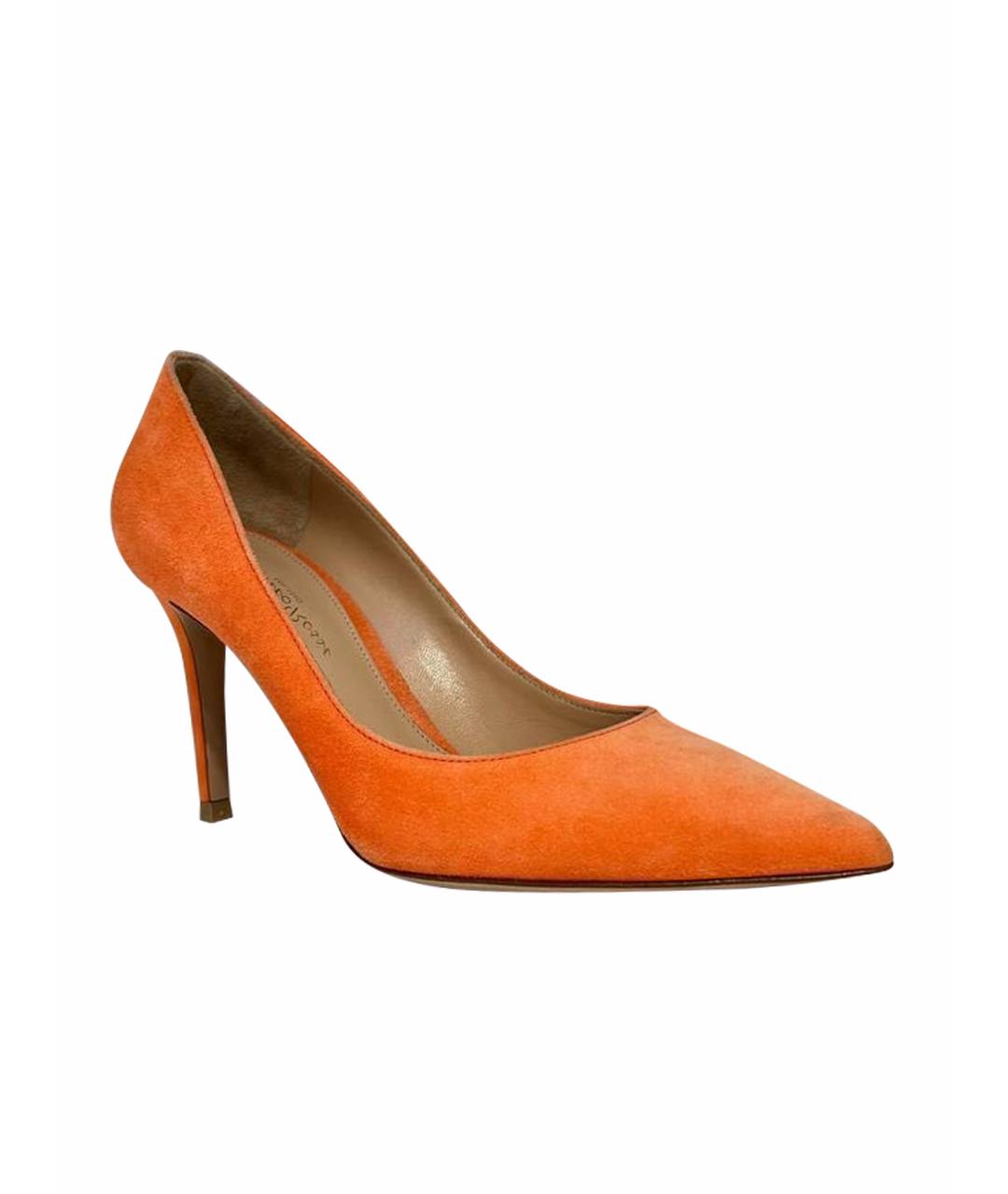 GIANVITO ROSSI Оранжевое замшевые туфли, фото 1