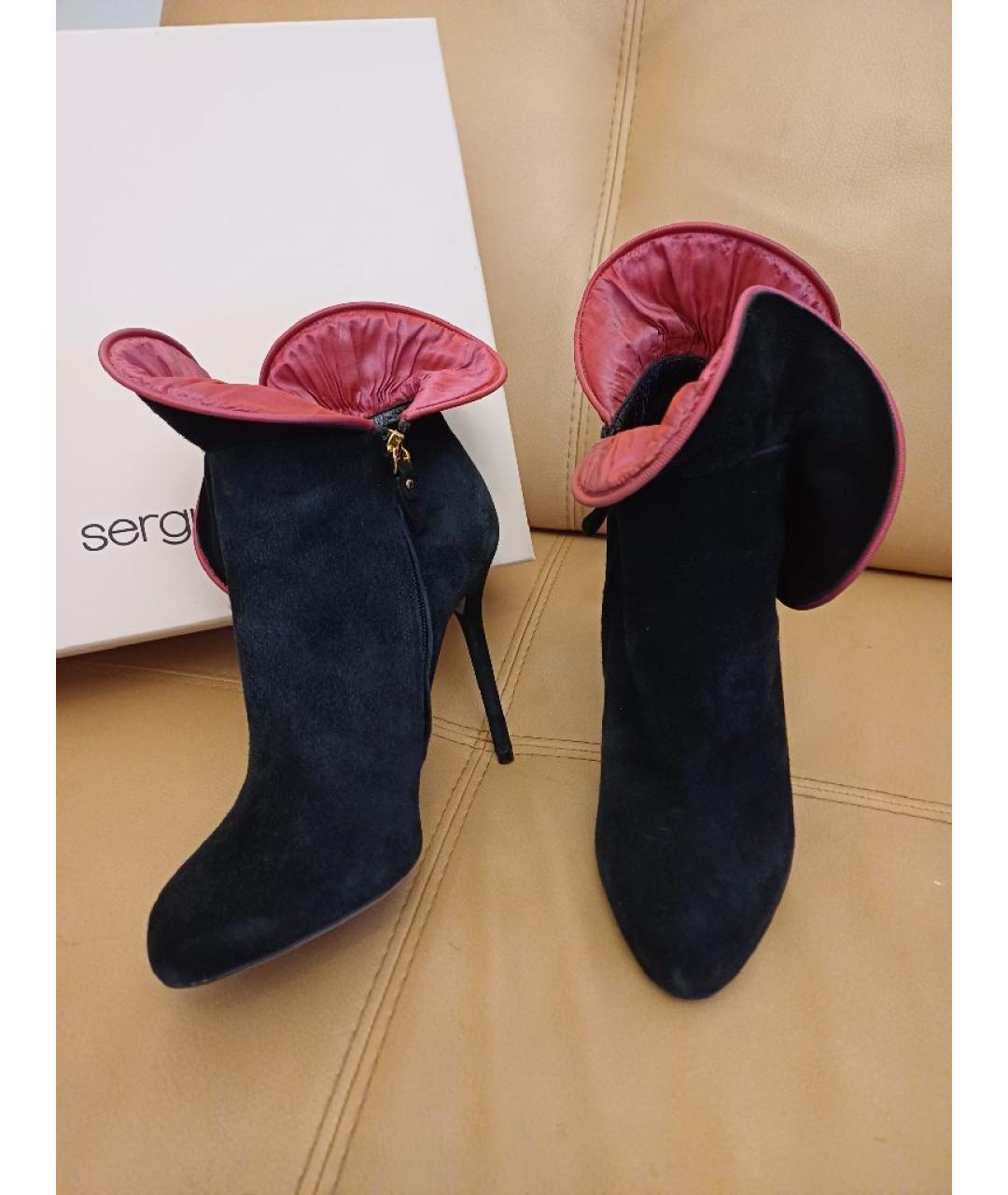 SERGIO ROSSI Черные замшевые ботильоны, фото 5