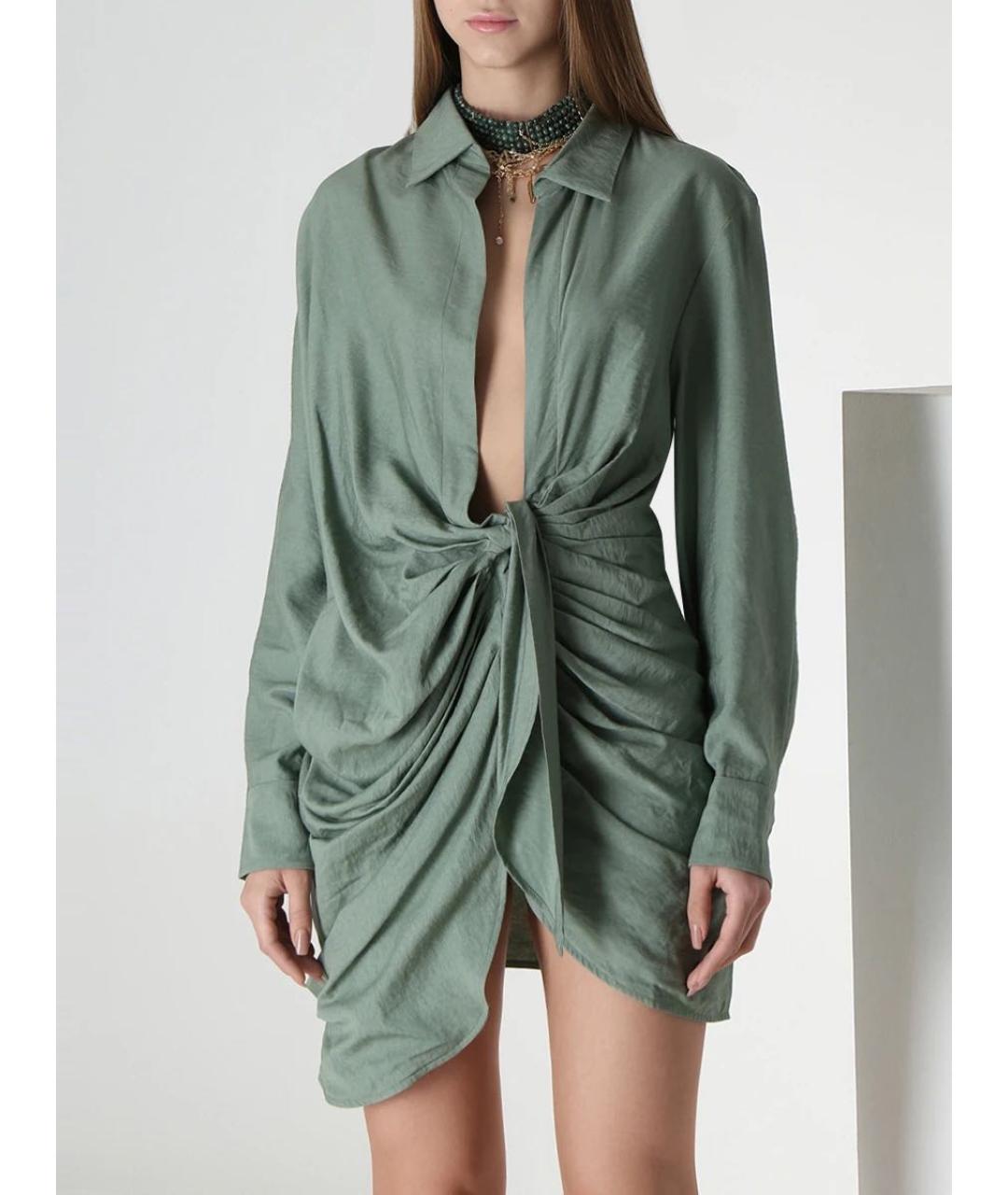 JACQUEMUS Зеленые вискозное коктейльное платье, фото 5