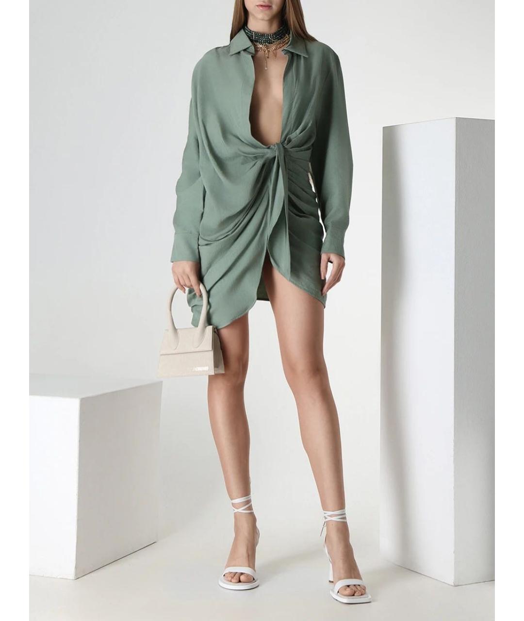 JACQUEMUS Зеленые вискозное коктейльное платье, фото 2