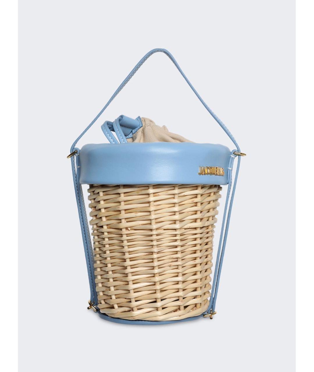 JACQUEMUS Голубая пелетеная пляжная сумка, фото 4