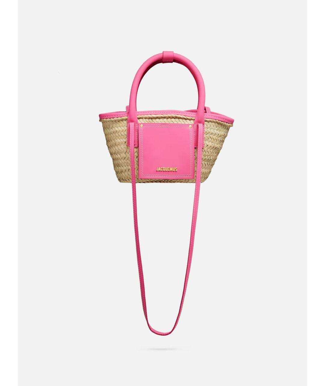 JACQUEMUS Розовая кожаная пляжная сумка, фото 7