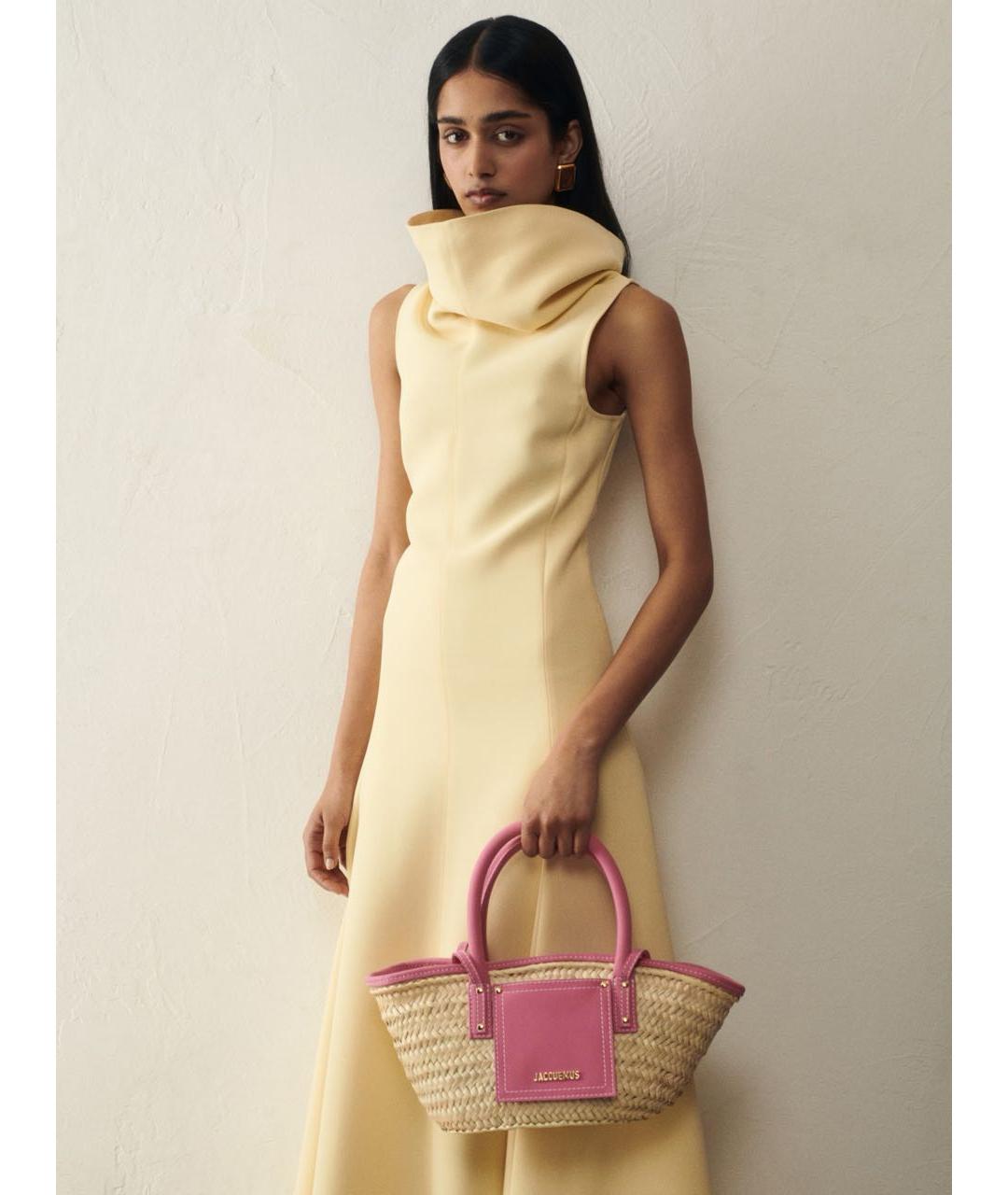 JACQUEMUS Розовая кожаная пляжная сумка, фото 6