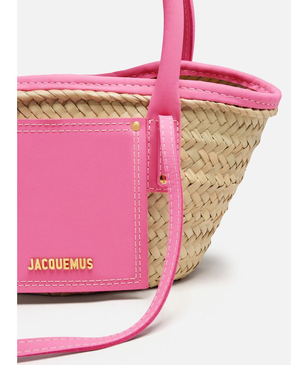 JACQUEMUS Розовая кожаная пляжная сумка, фото 4