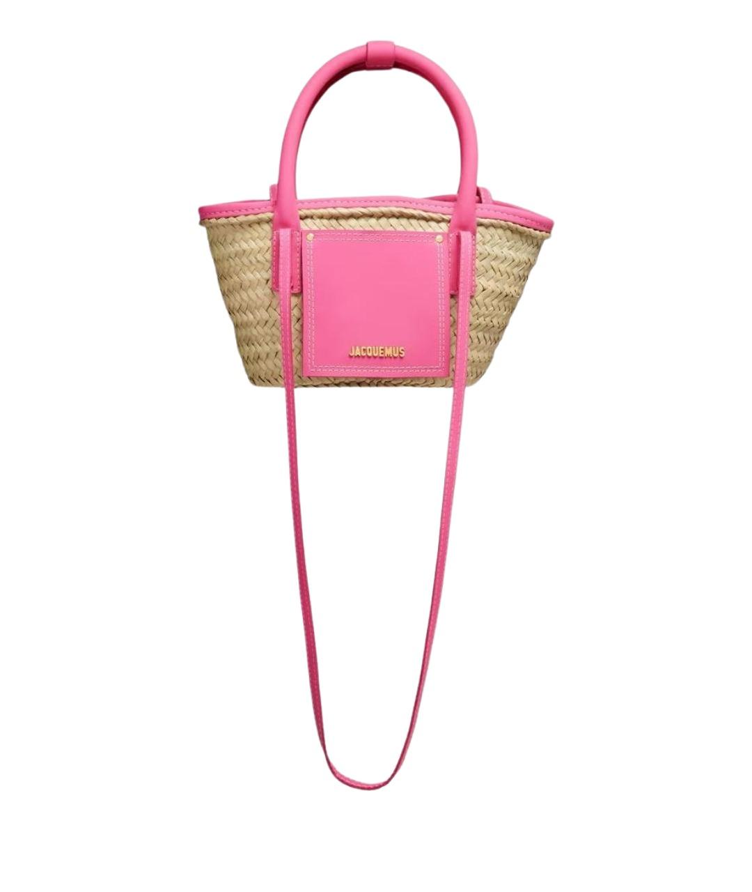 JACQUEMUS Розовая кожаная пляжная сумка, фото 1