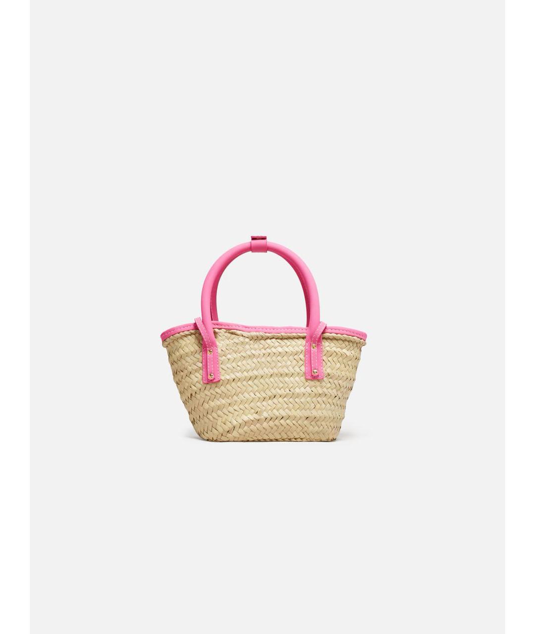 JACQUEMUS Розовая кожаная пляжная сумка, фото 3