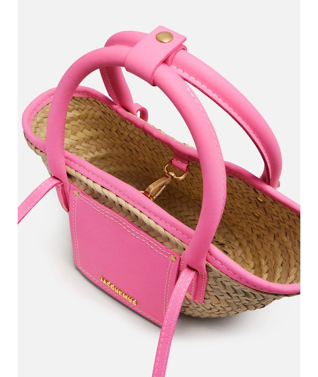 JACQUEMUS Розовая кожаная пляжная сумка, фото 5