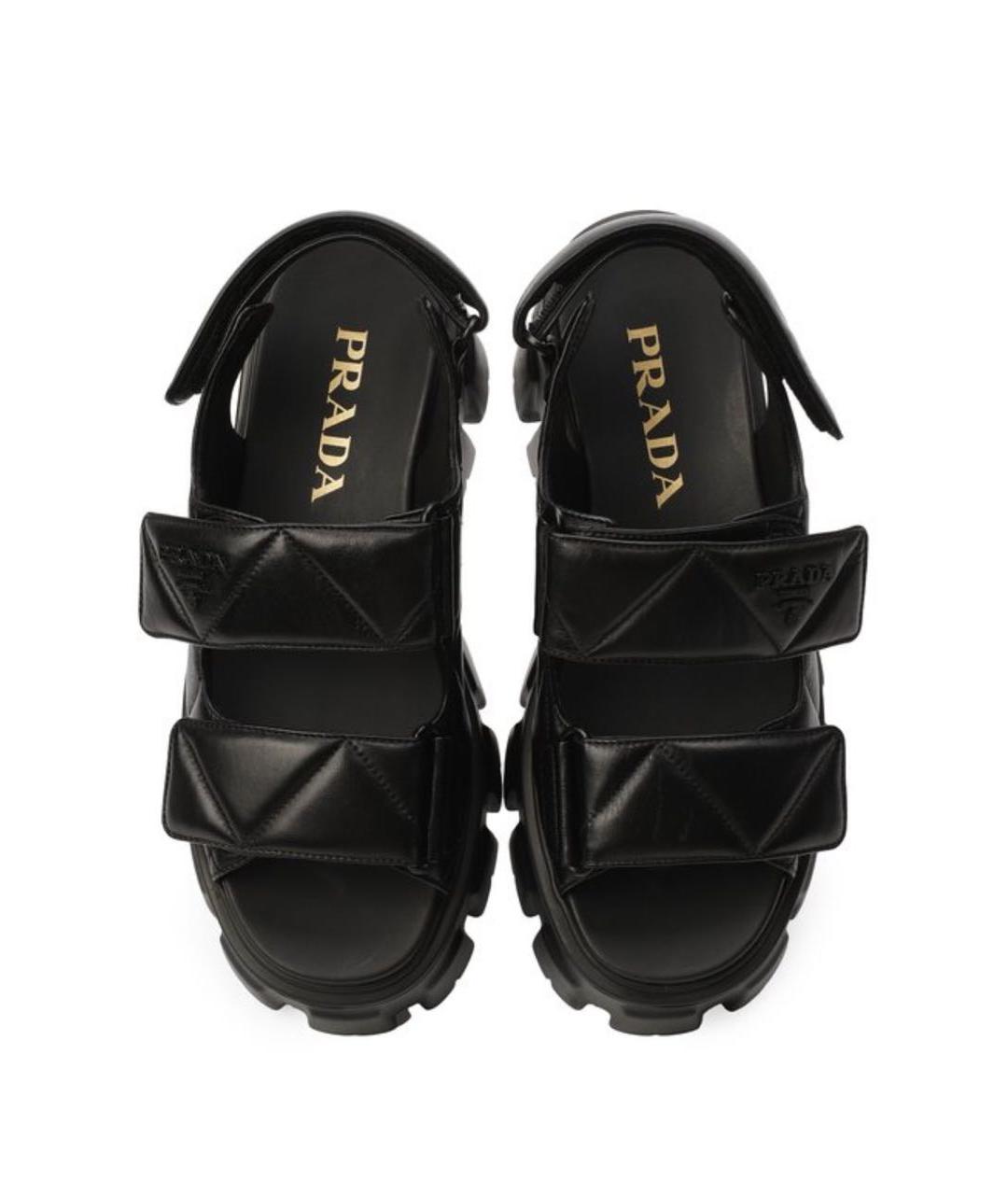 PRADA Черные кожаные сандалии, фото 2